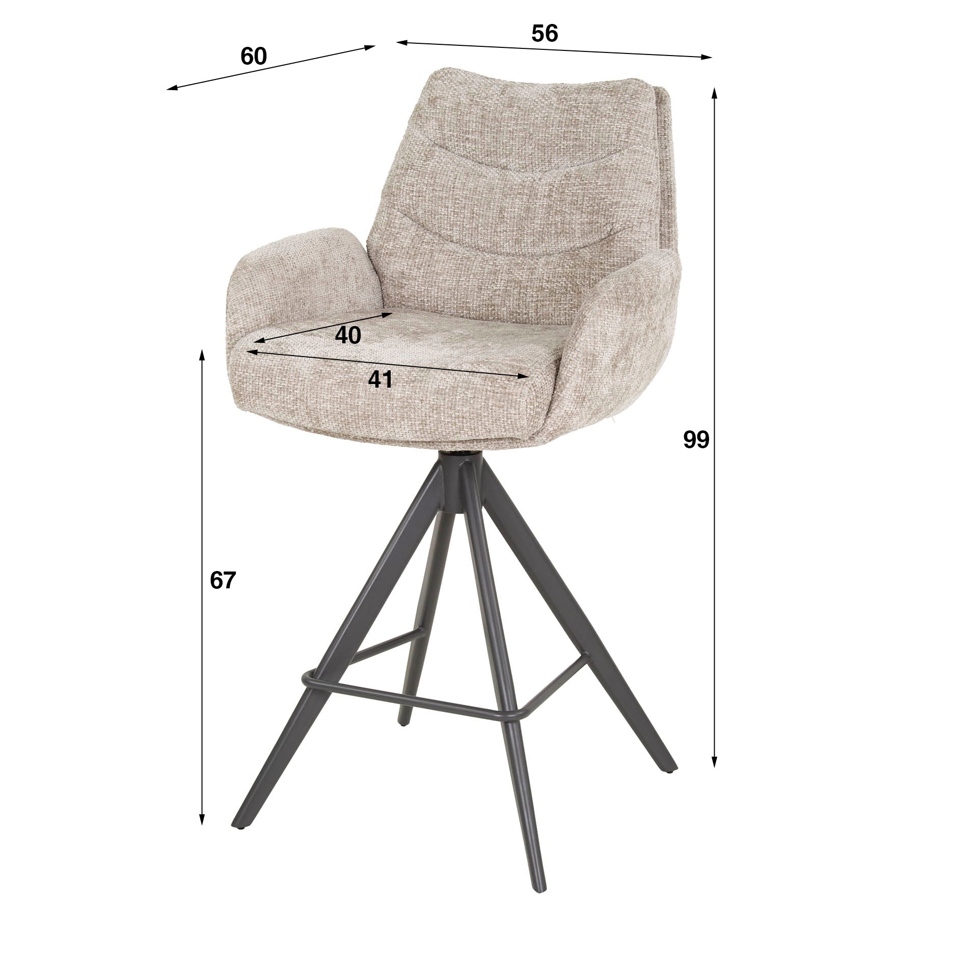 Barstoel Lounge | Draaibaar | Hoven zand
