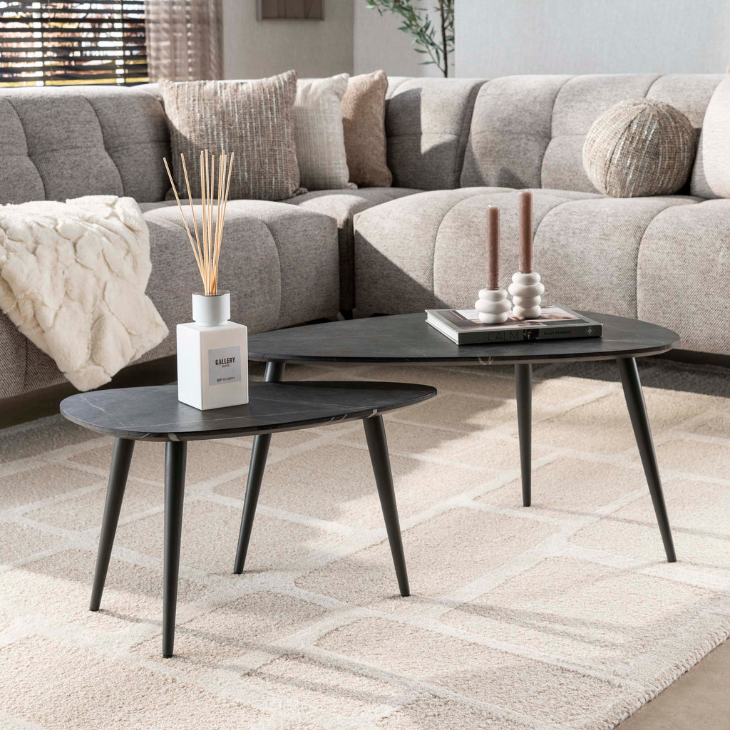 Salontafel Onyx | Peervorm | Set van 2 | 3D Melamine