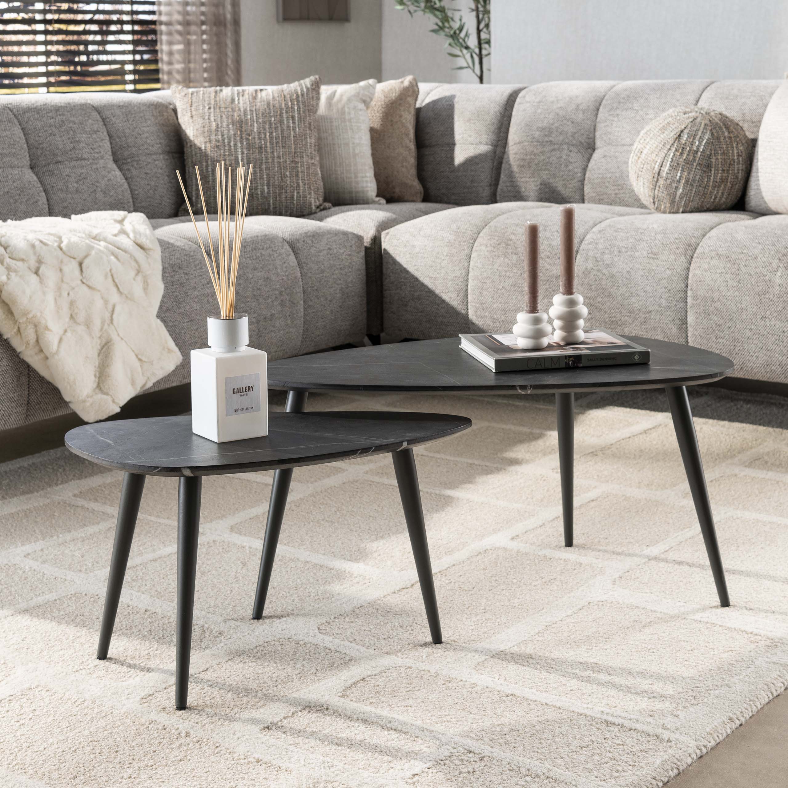 Salontafel Onyx | Peervorm | Set van 2 | 3D Melamine