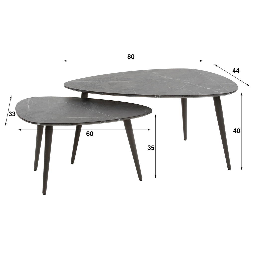 Salontafel Onyx | Peervorm | Set van 2 | 3D Melamine