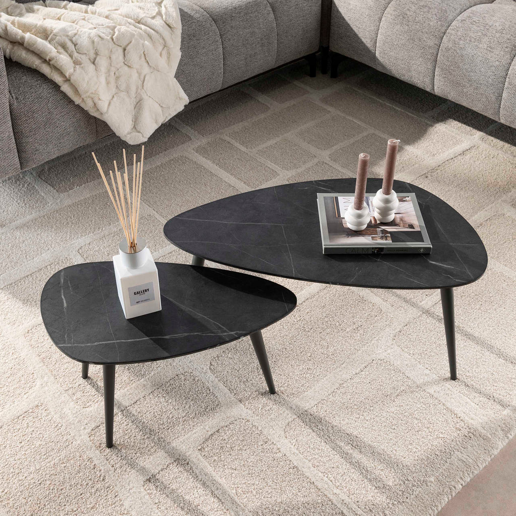 Salontafel Onyx | Peervorm | Set van 2 | 3D Melamine
