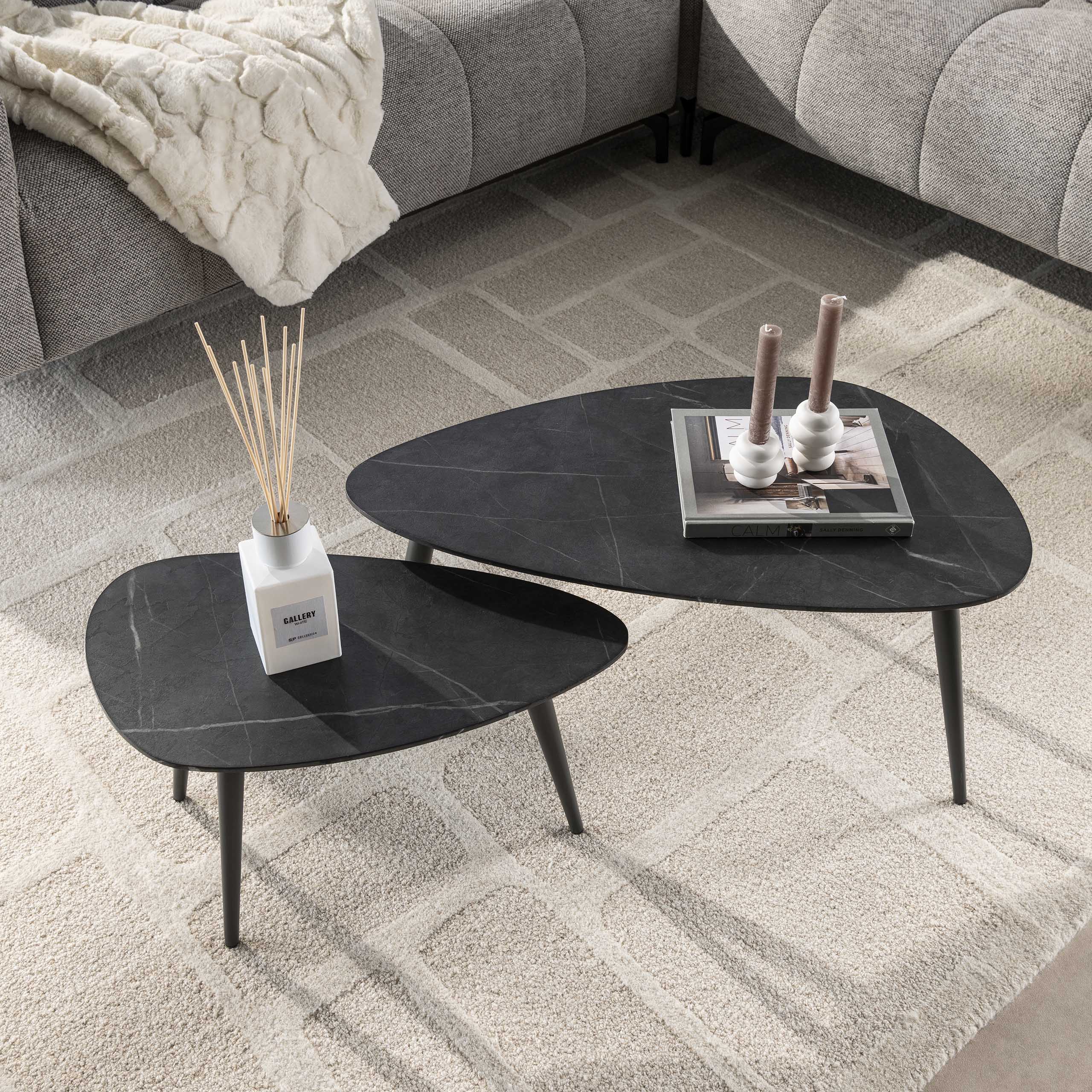 Salontafel Onyx | Peervorm | Set van 2 | 3D Melamine