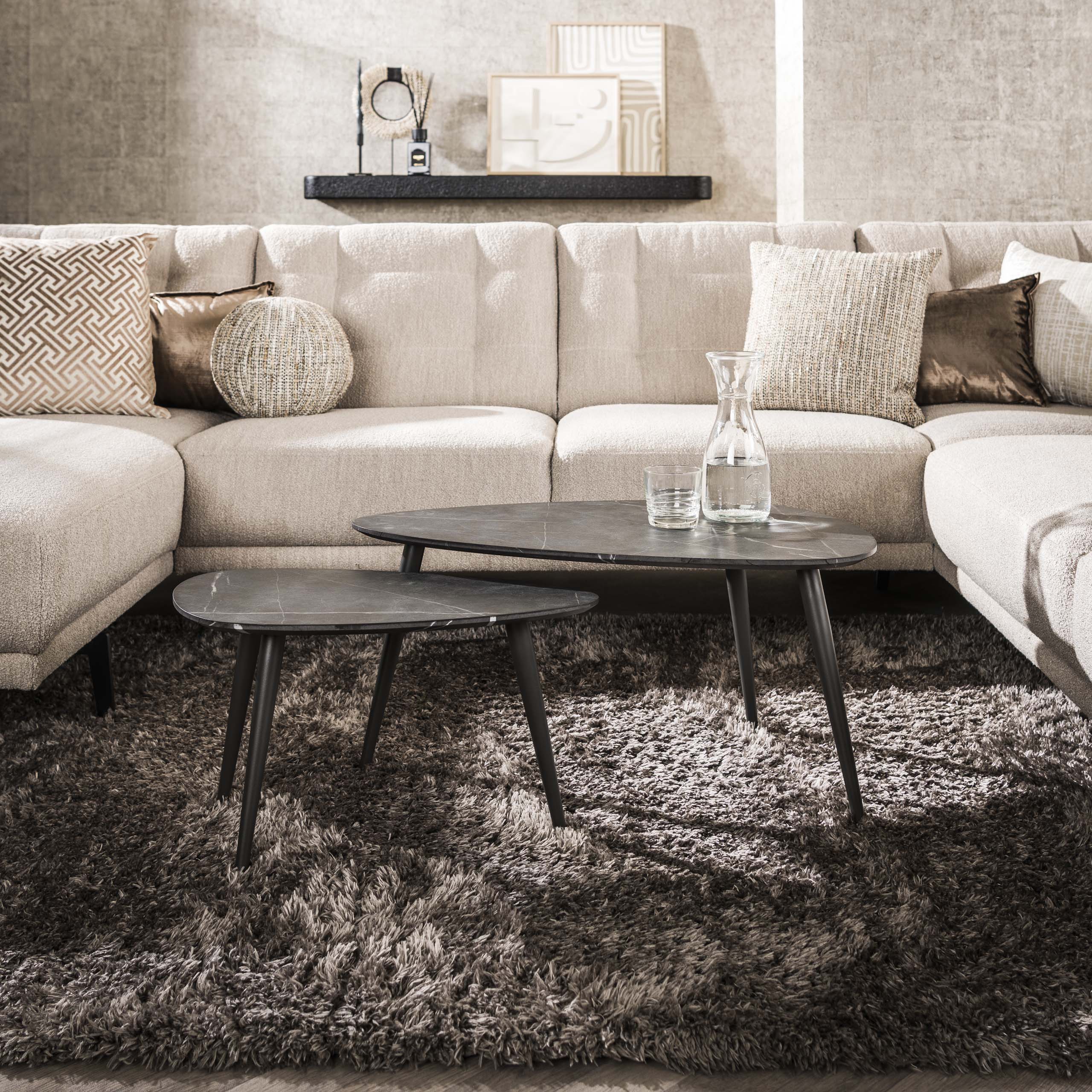 Salontafel Onyx | Peervorm | Set van 2 | 3D Melamine