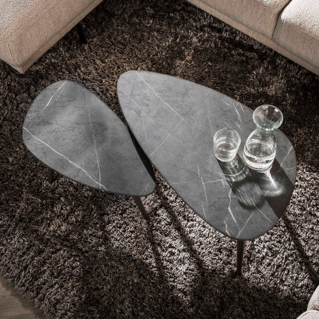 Salontafel Onyx | Peervorm | Set van 2 | 3D Melamine