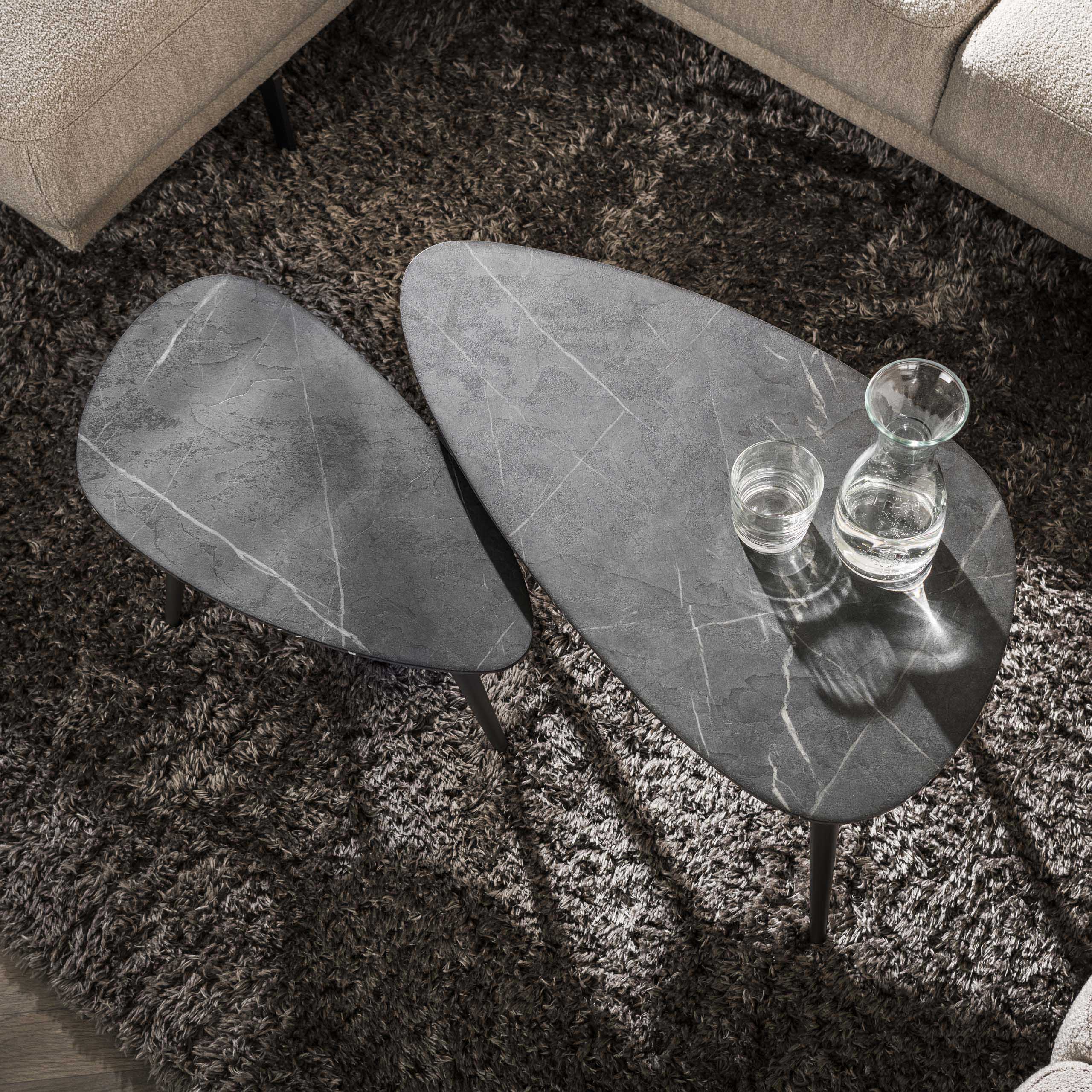 Salontafel Onyx | Peervorm | Set van 2 | 3D Melamine