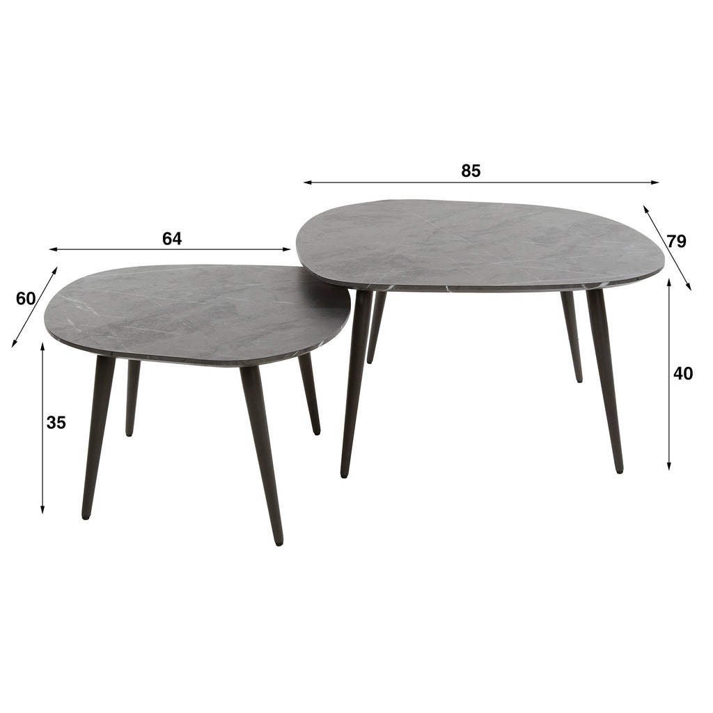 Salontafel Onyx Rock | Set van 2 | 3D Melamine Graphite