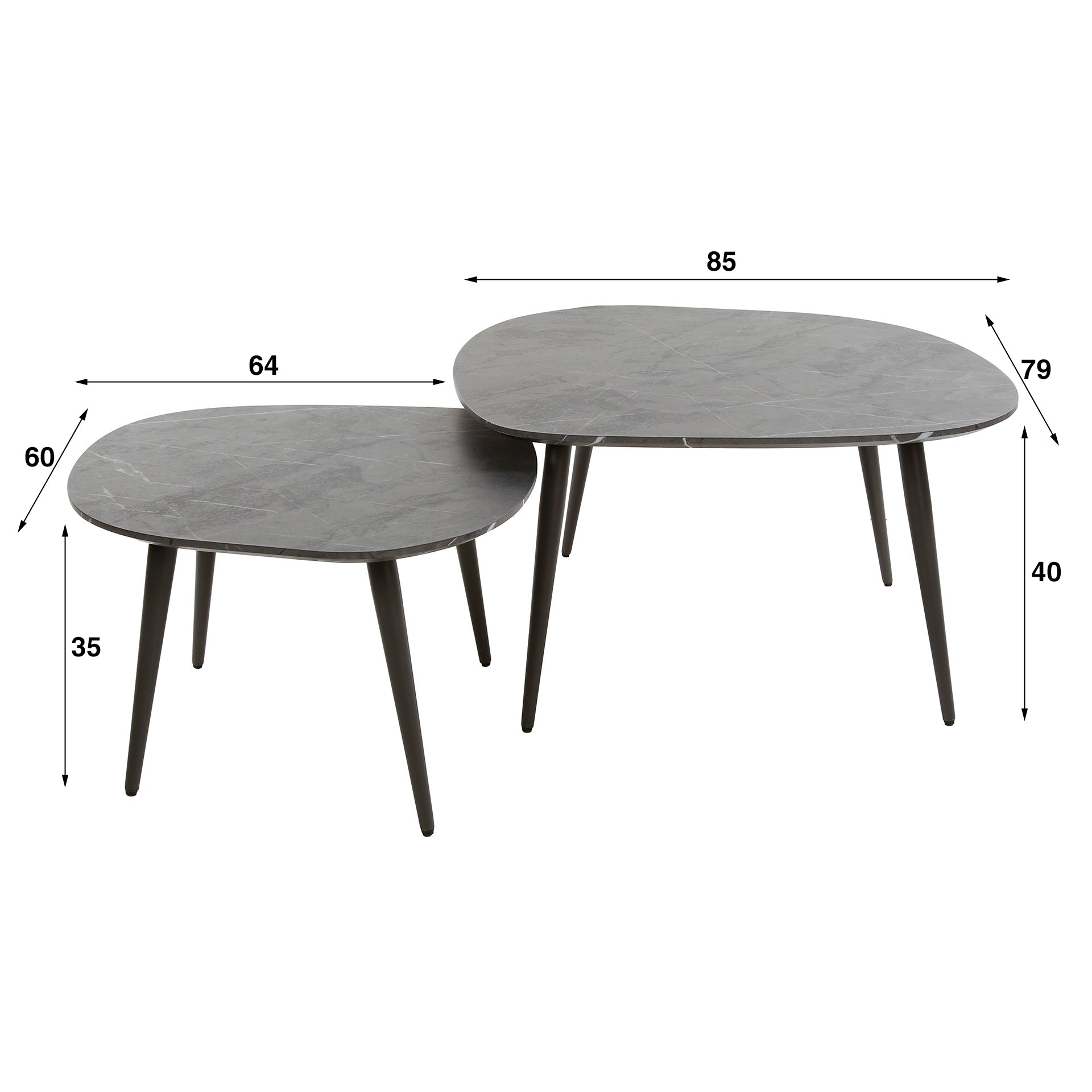 Salontafel Onyx Rock | Set van 2 | 3D Melamine Graphite
