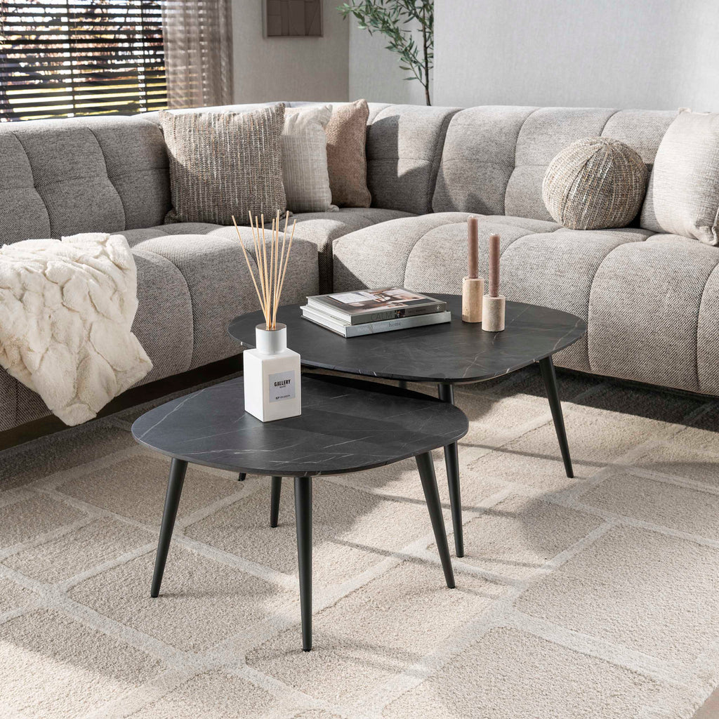 Salontafel Onyx Rock | Set van 2 | 3D Melamine Graphite