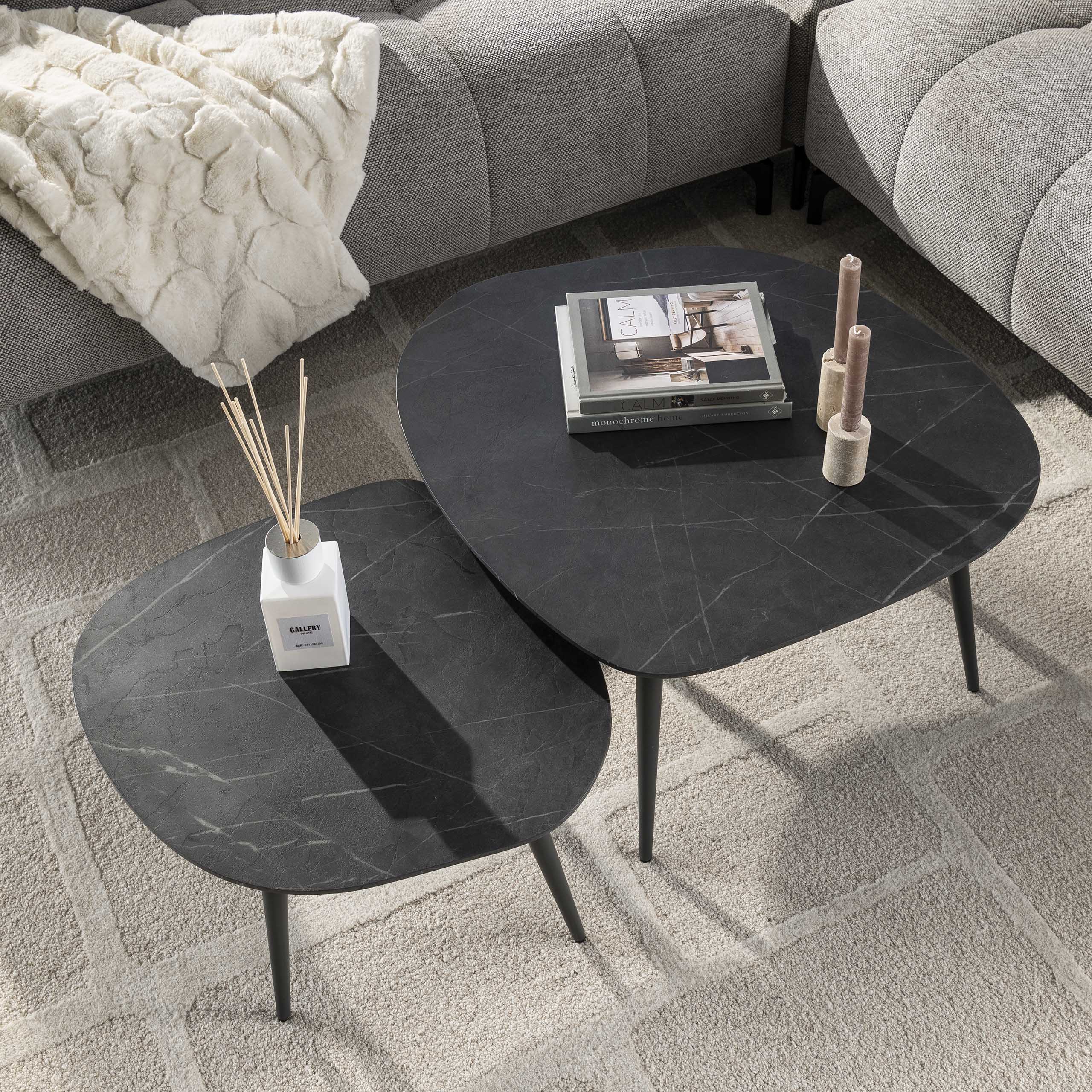Salontafel Onyx Rock | Set van 2 | 3D Melamine Graphite