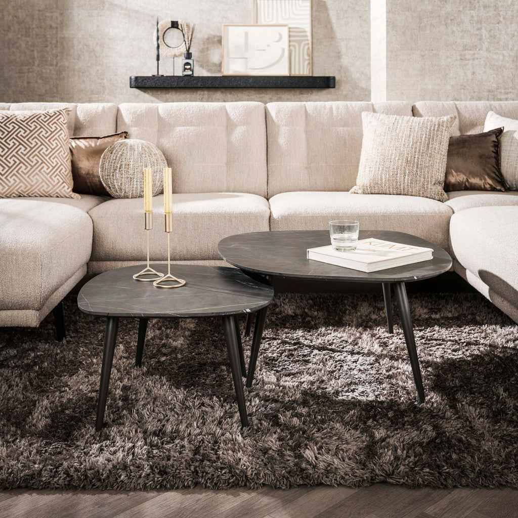 Salontafel Onyx Rock | Set van 2 | 3D Melamine Graphite
