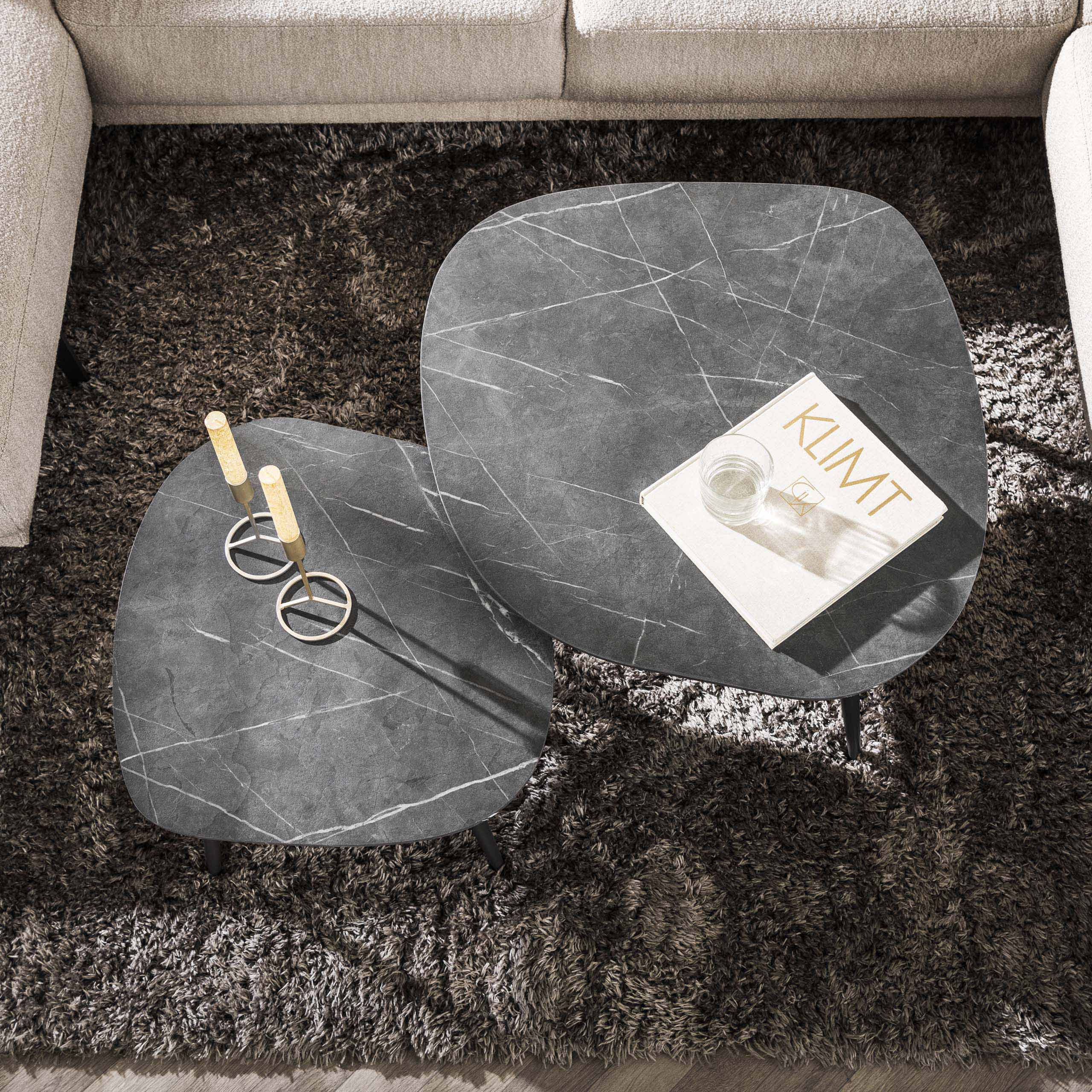 Salontafel Onyx Rock | Set van 2 | 3D Melamine Graphite