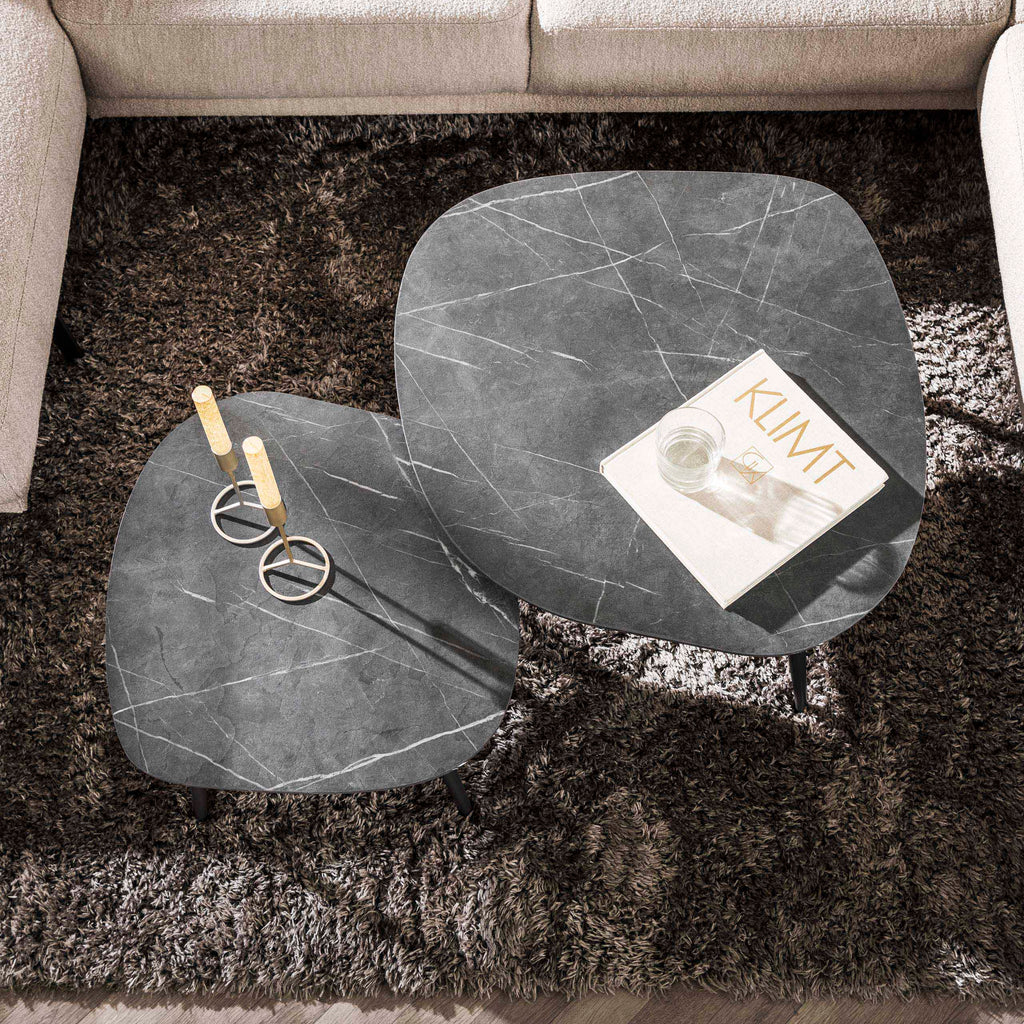Salontafel Onyx Rock | Set van 2 | 3D Melamine Graphite