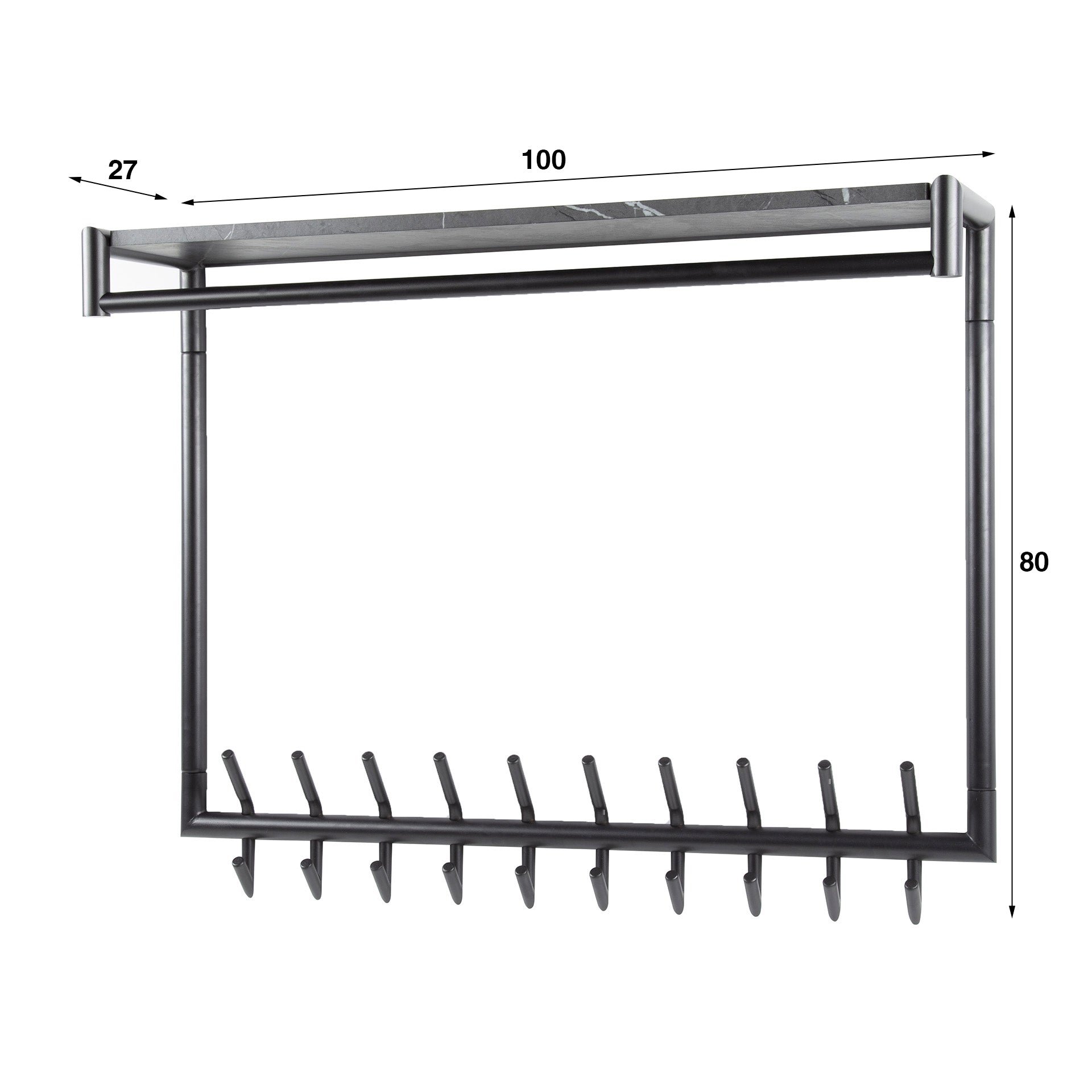 Kapstok Tenaro Hoog | 20 Haken | Melamine Graphite