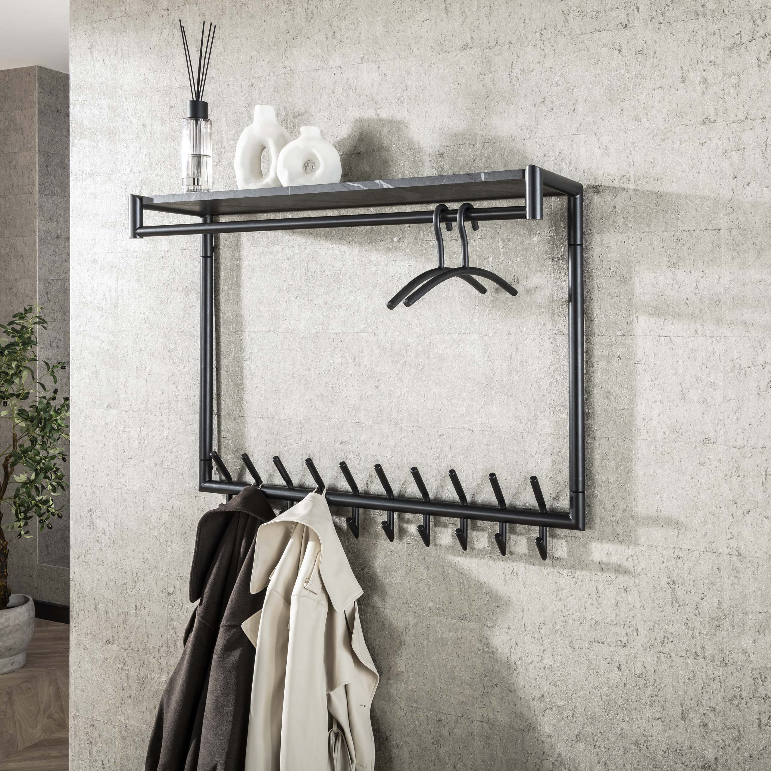 Kapstok Tenaro Hoog | 20 Haken | Melamine Graphite