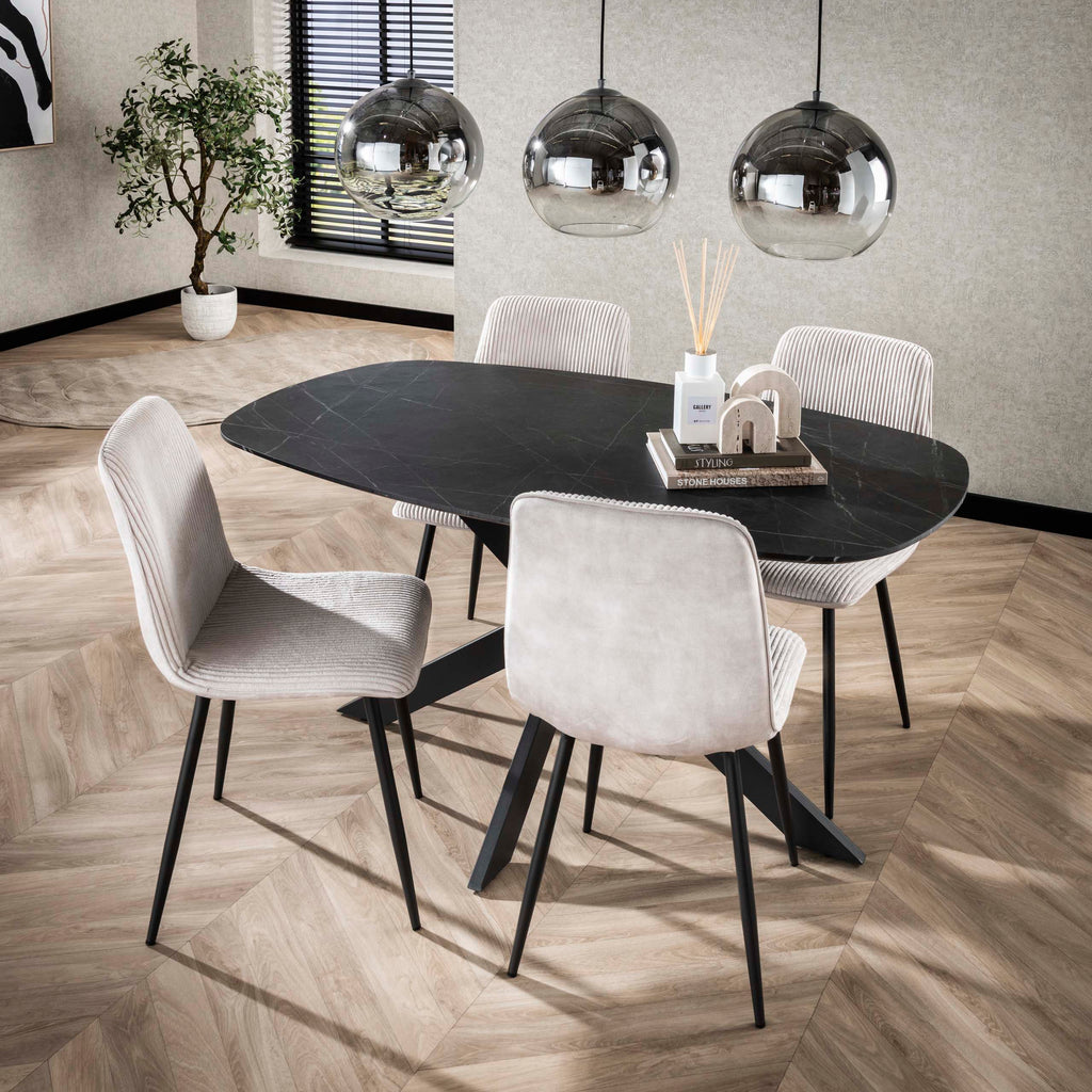 Eettafel Onyx Cross | Deens ovaal | 150 cm | Graphite