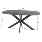 Eettafel Onyx Cross | Deens ovaal | 150 cm | Graphite