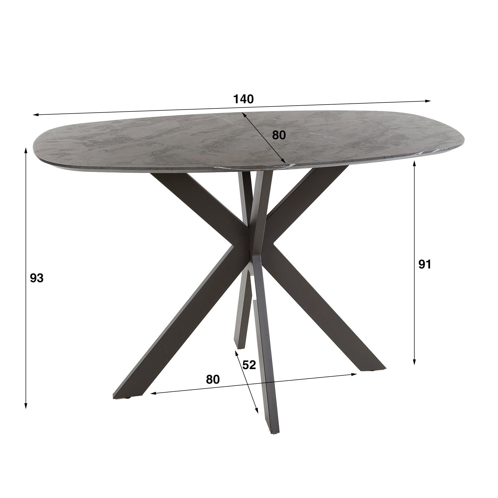 Bartafel Onyx Cross | Deens ovaal | 140cm Graphite