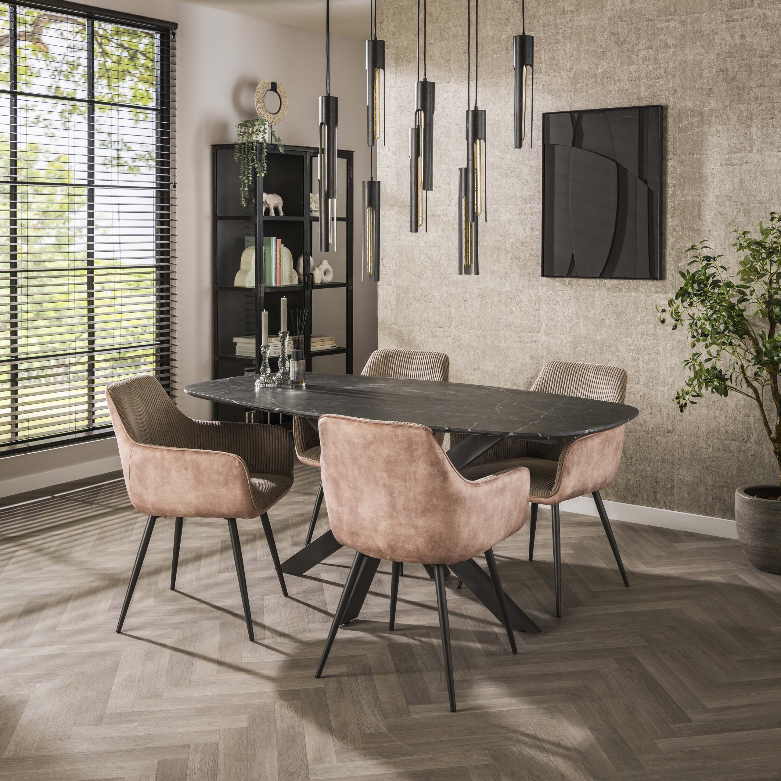 Eettafel Onyx Cross | Deens Ovaal | 180cm Graphite