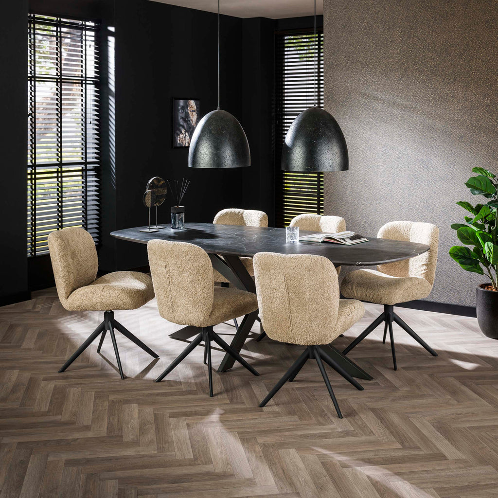 Eettafel Onyx Cross | Deens ovaal | 215 cm | Graphite