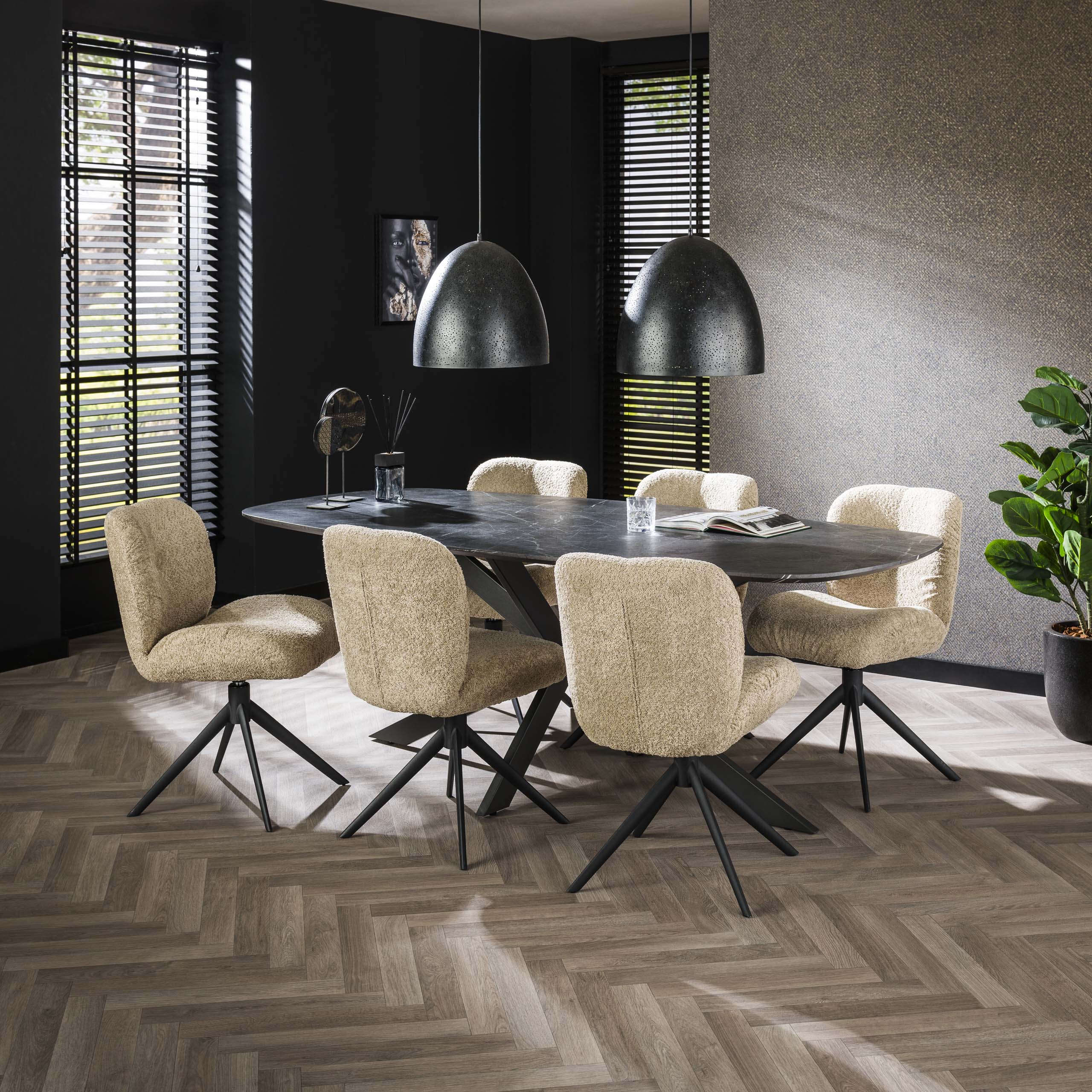 Eettafel Onyx Cross | Deens ovaal | 215 cm | Graphite