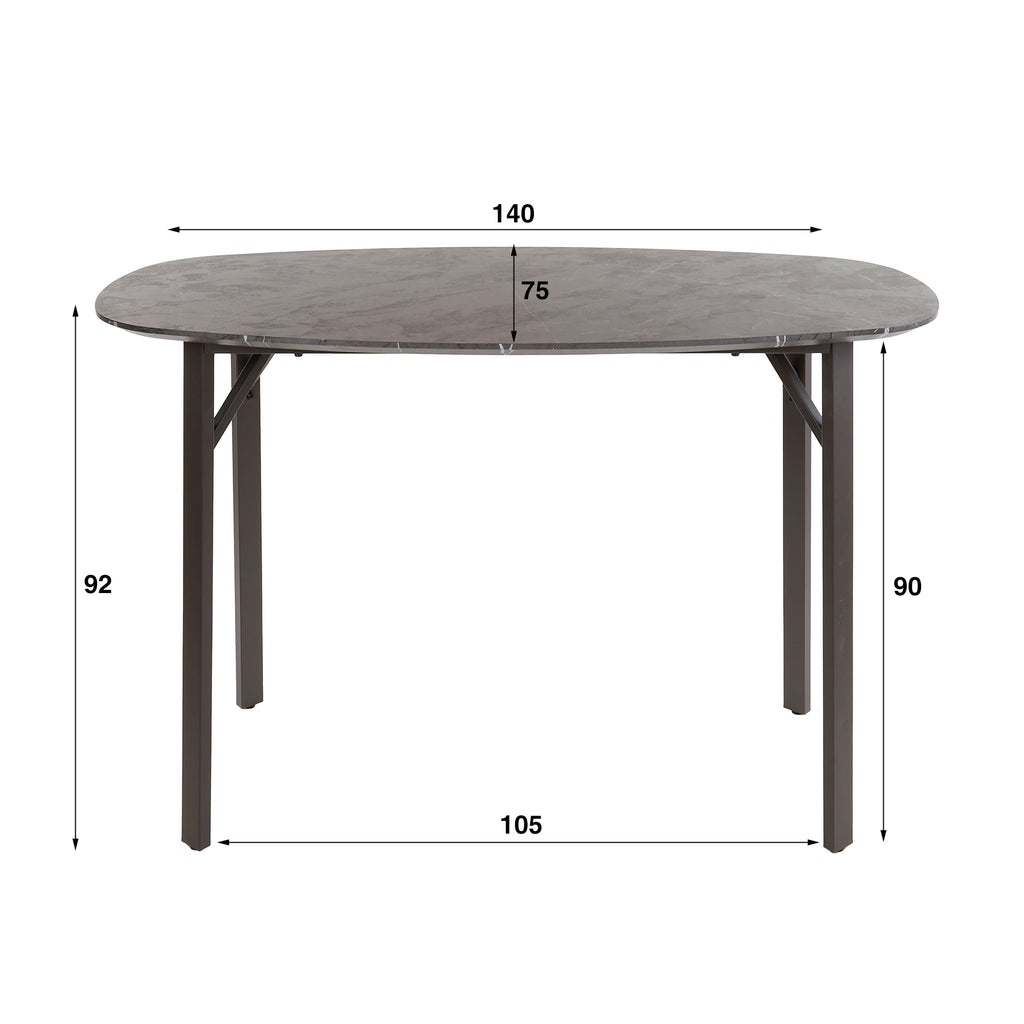 Bartafel Onyx | Deens ovaal | 140cm | Graphite