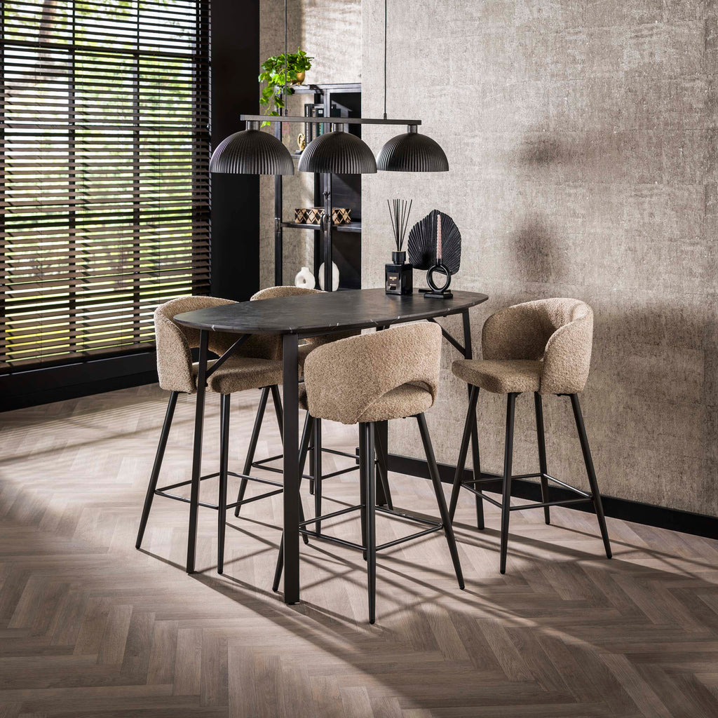 Bartafel Onyx | Deens ovaal | 140cm | Graphite