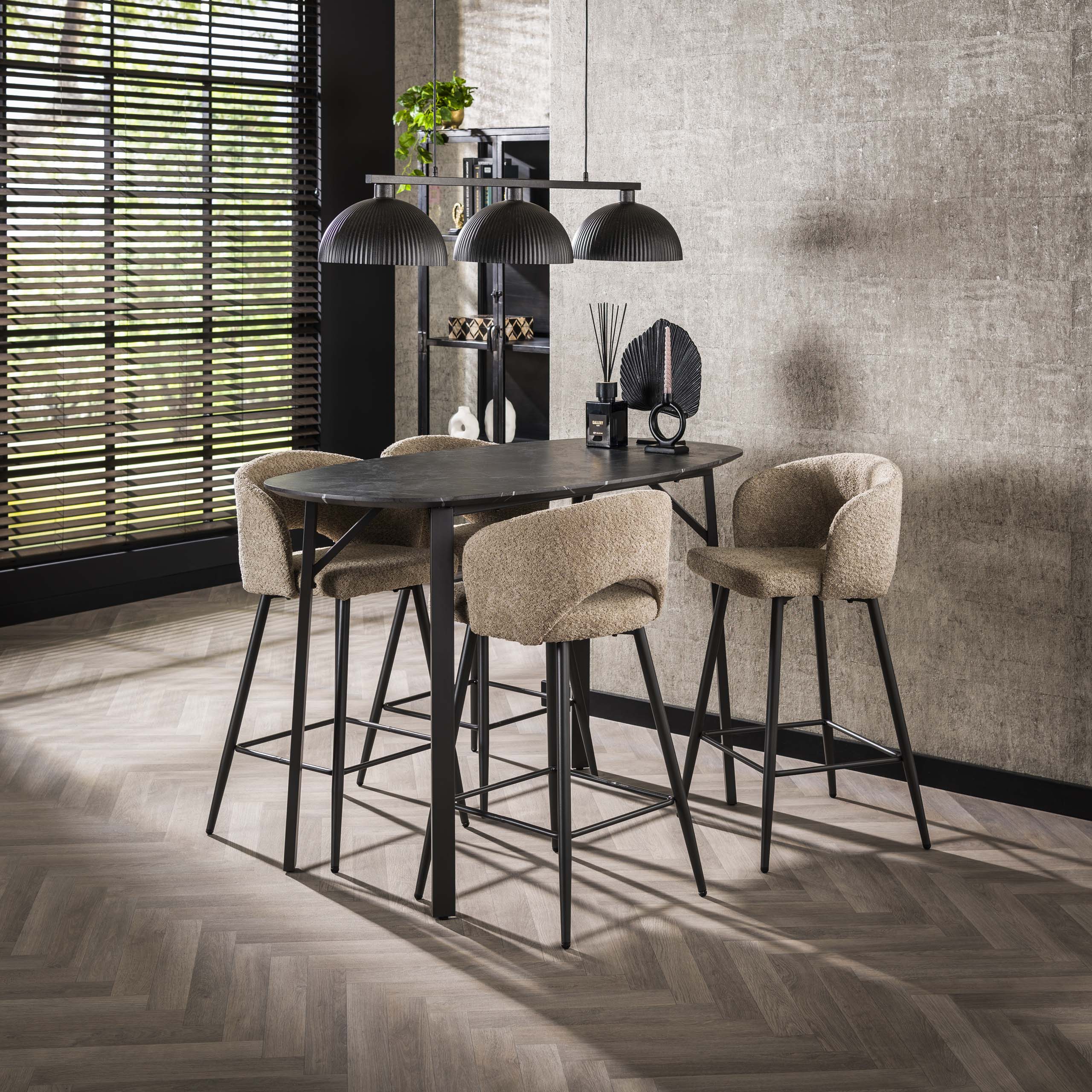 Bartafel Onyx | Deens ovaal | 140cm | Graphite