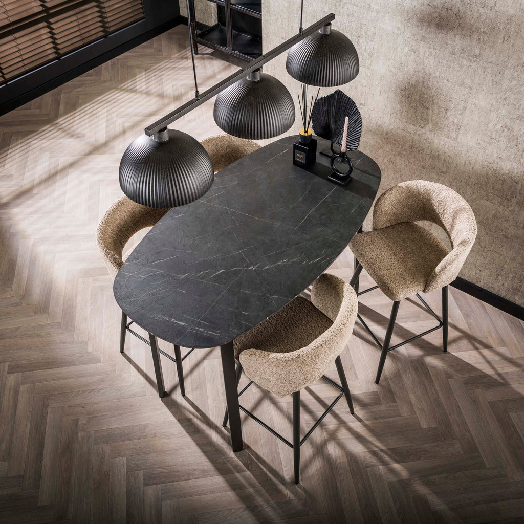 Bartafel Onyx | Deens ovaal | 140cm | Graphite