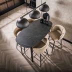 Bartafel Onyx | Deens ovaal | 140cm | Graphite
