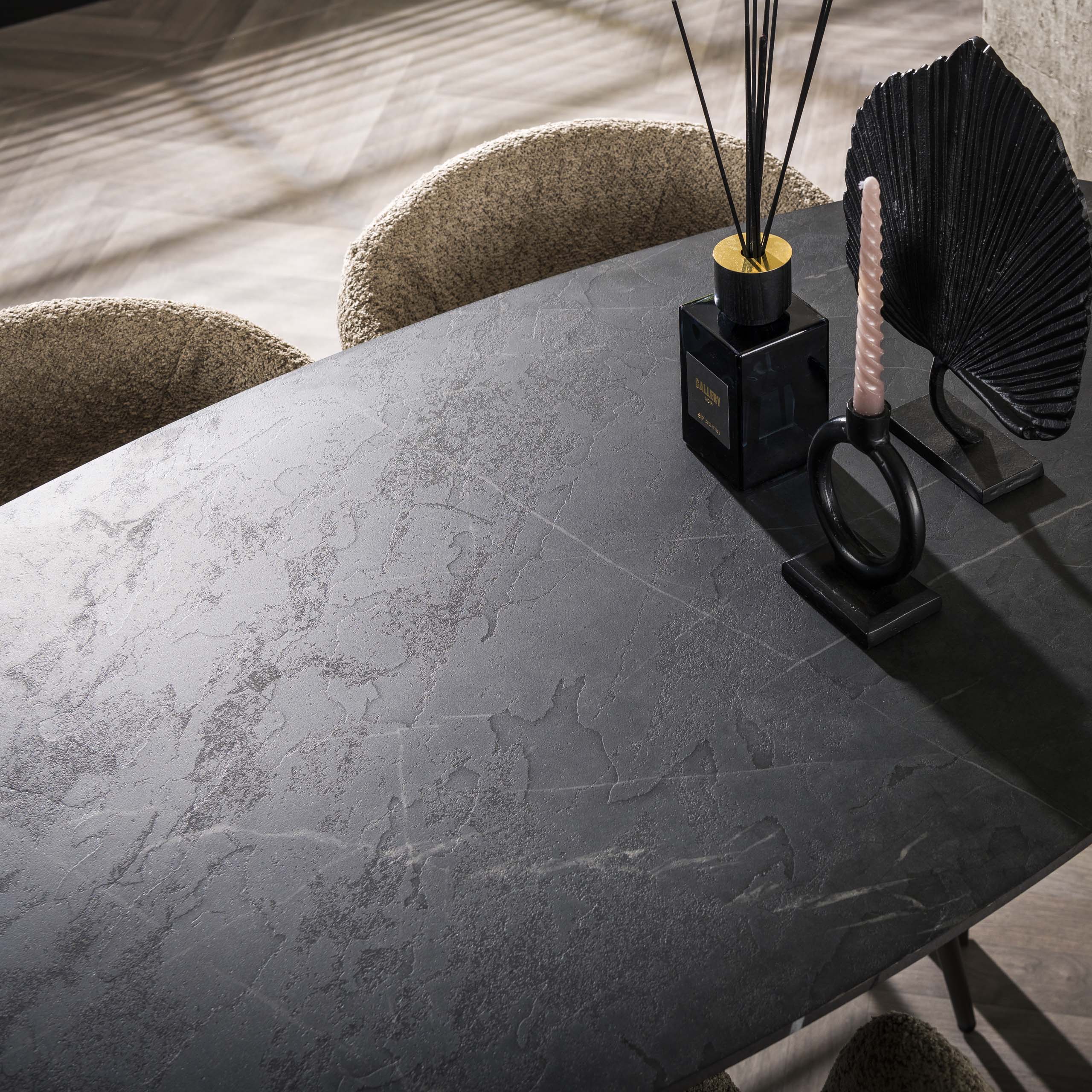 Bartafel Onyx | Deens ovaal | 140cm | Graphite