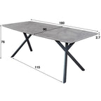 Eettafel Ovaal 160cm | 3D Beton Grijs | Vintage staal