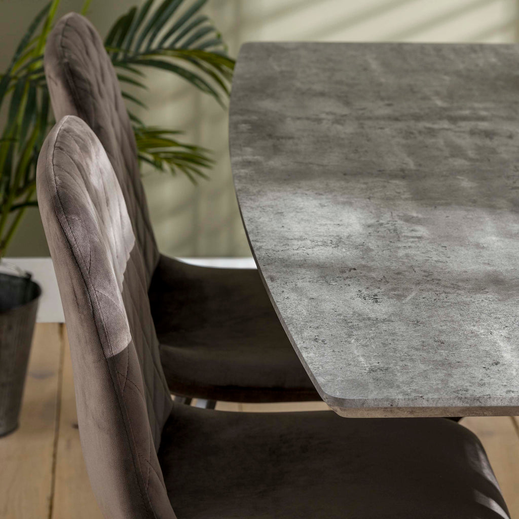 Eettafel Ovaal 160cm | 3D Beton Grijs | Vintage staal