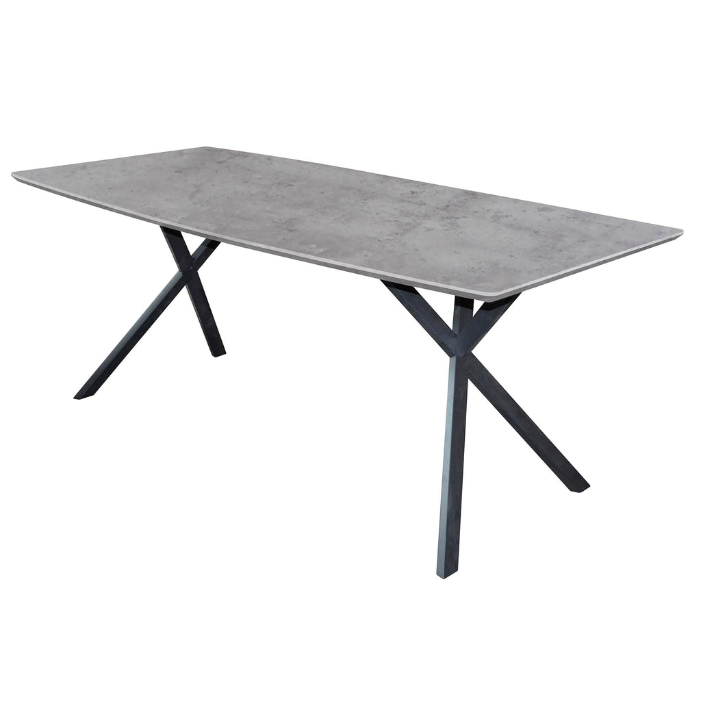 Eettafel Ovaal 160cm | 3D Beton Grijs | Vintage staal