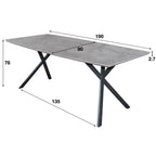 Eettafel Ovaal | 190x90 cm | 3D Beton Grijs