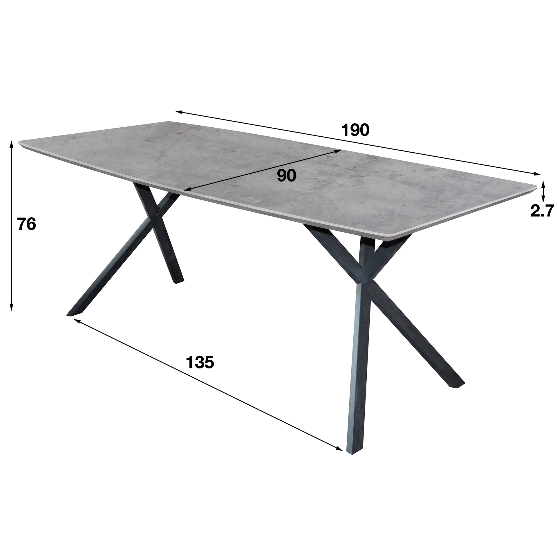 Eettafel Ovaal | 190x90 cm | 3D Beton Grijs