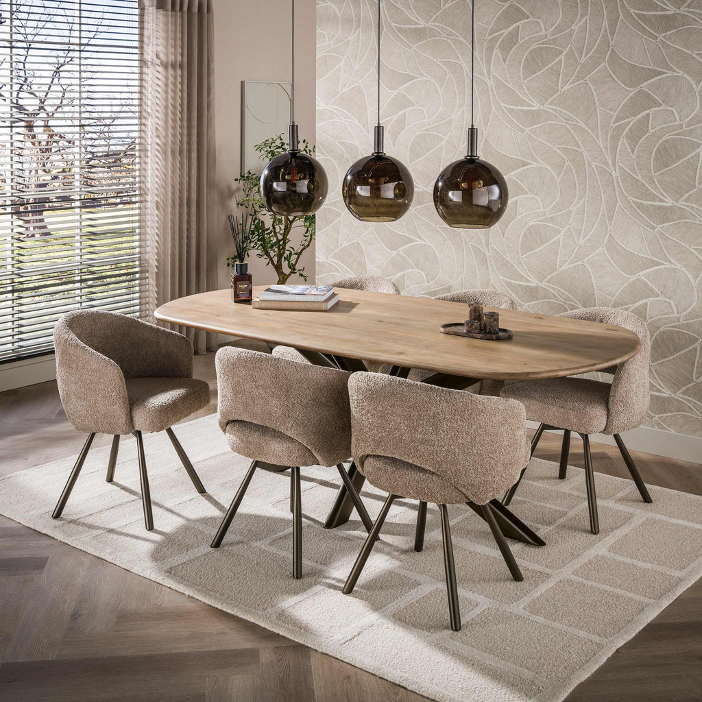 Eettafel Cliff | Ovale buis | Massief mango zand