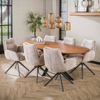 Eettafel Cliff | Ovale buis | Massief mango zand