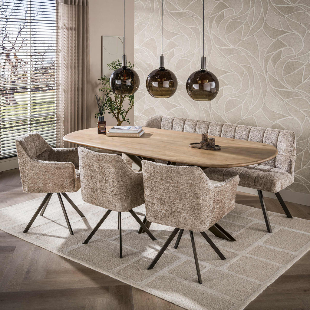 Eettafel Cliff | Ovale buis | Massief mango zand