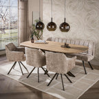 Eettafel Cliff | Ovale buis | Massief mango zand