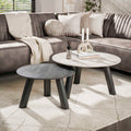 Salontafel Twin | Set van 2 | 3D Keramiek Travertin
