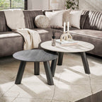 Salontafel Twin | Set van 2 | 3D Keramiek Travertin
