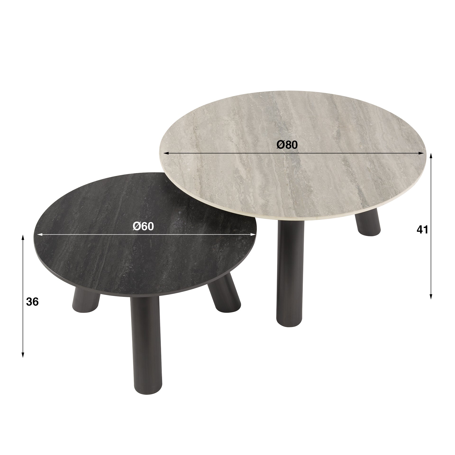 Salontafel Twin | Set van 2 | 3D Keramiek Travertin