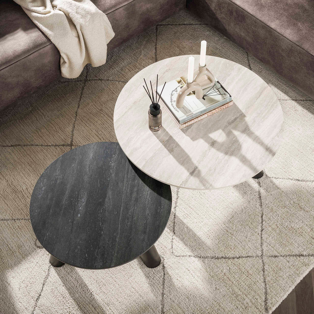 Salontafel Twin | Set van 2 | 3D Keramiek Travertin