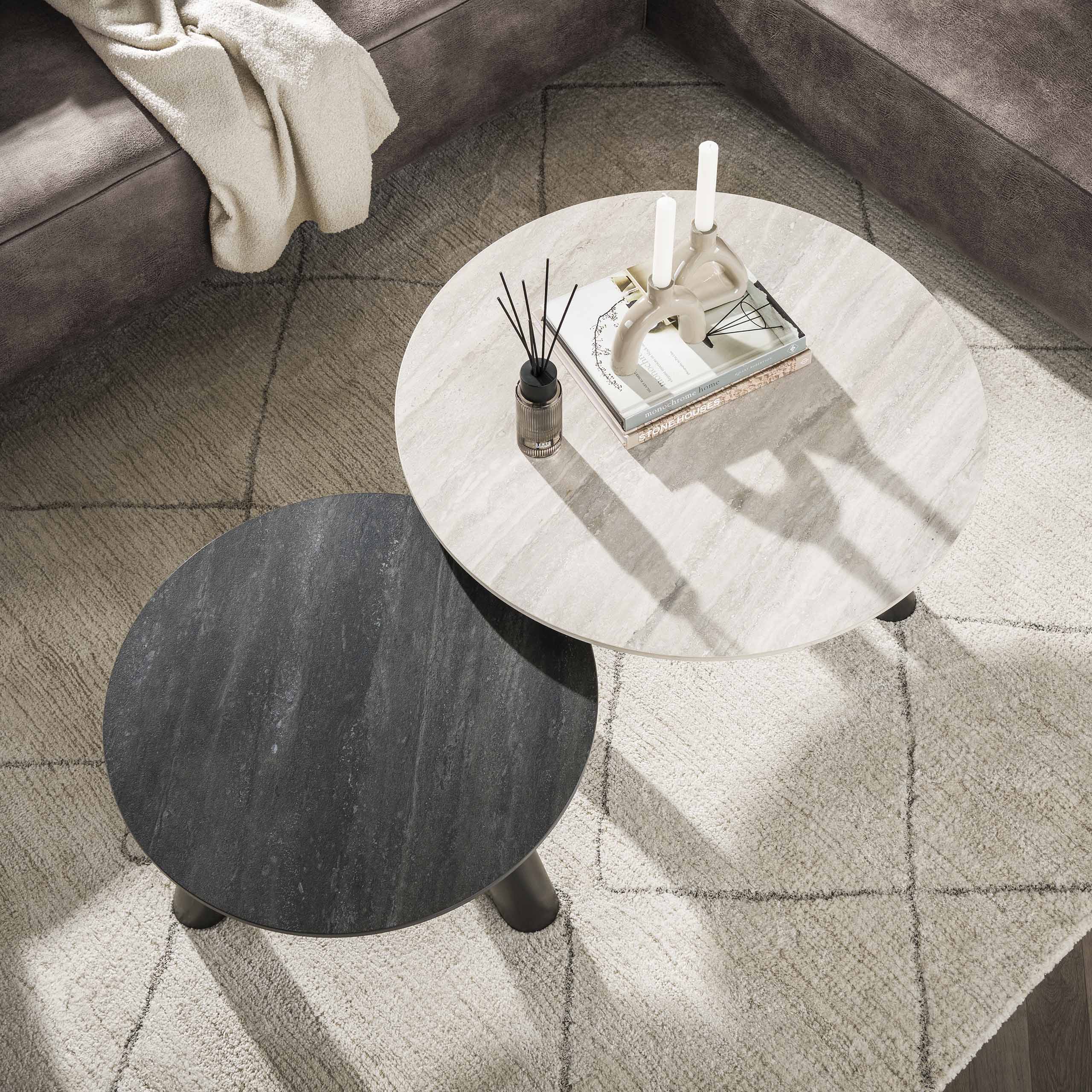 Salontafel Twin | Set van 2 | 3D Keramiek Travertin