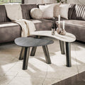 Salontafel Twin | Set van 2 | 3D keramiek travertin