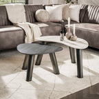 Salontafel Twin | Set van 2 | 3D keramiek travertin