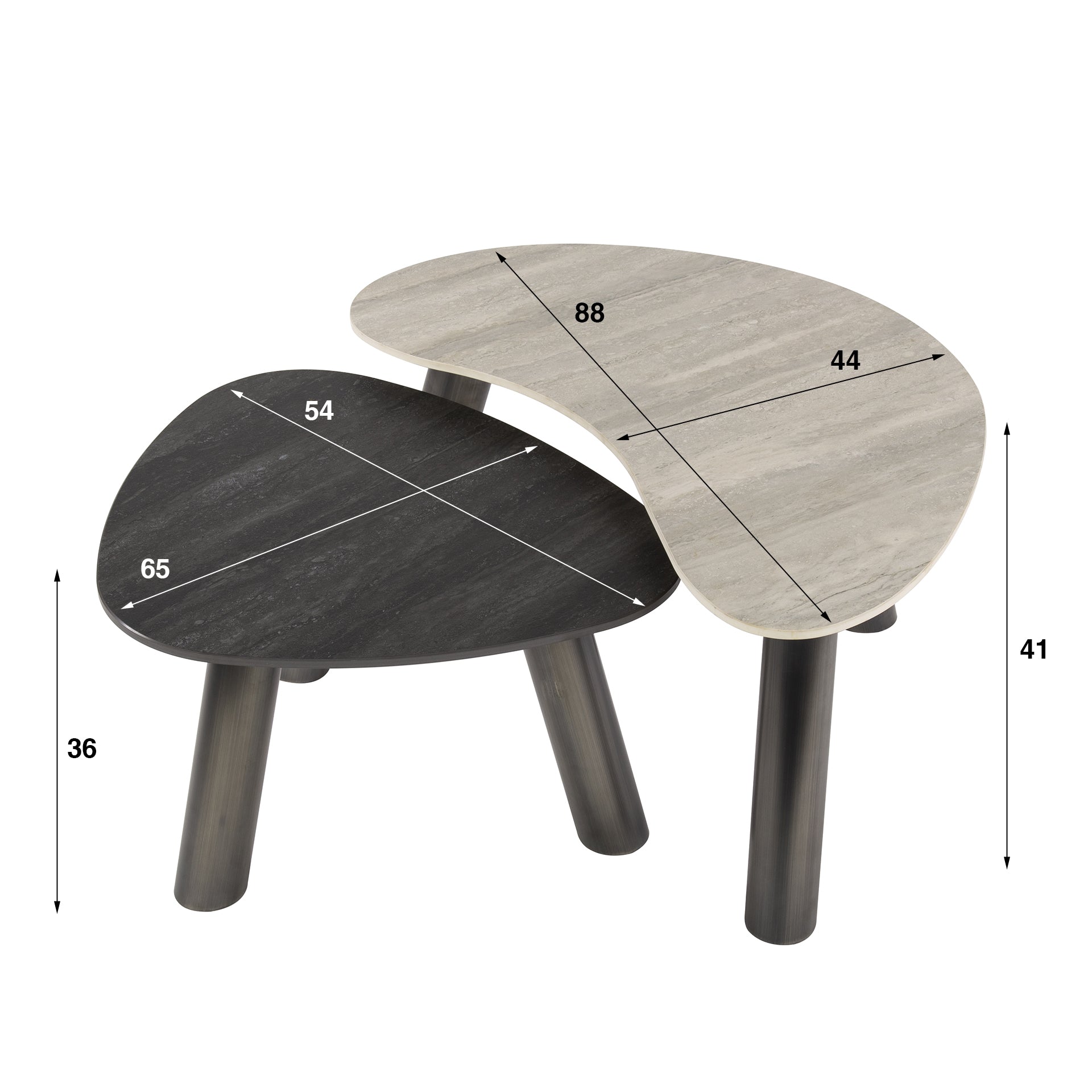 Salontafel Twin | Set van 2 | 3D keramiek travertin
