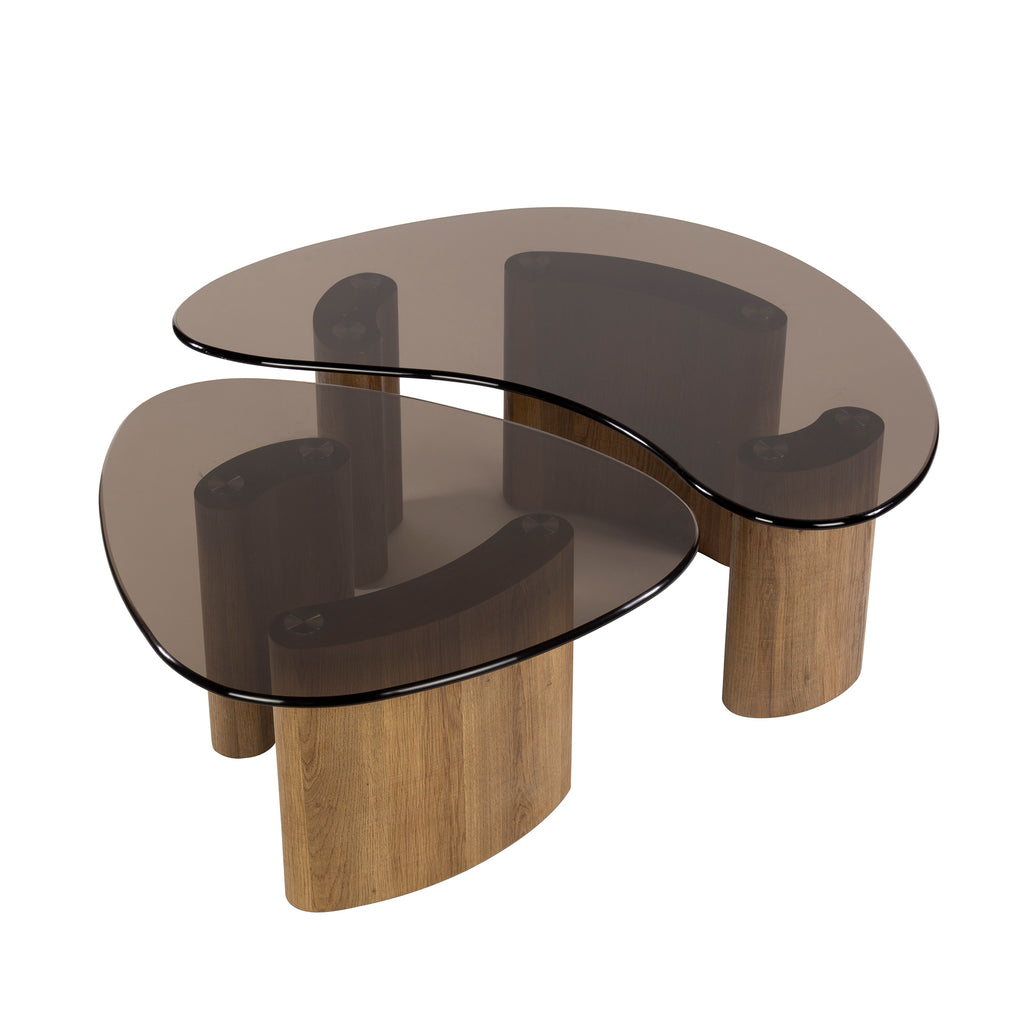 Salontafel Tinto | Set van 2 | Organisch Brons glas