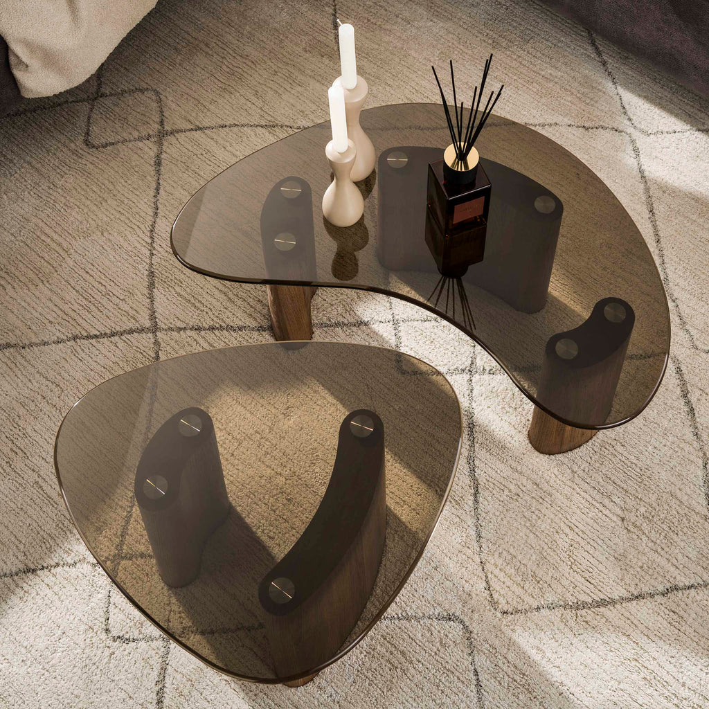 Salontafel Tinto | Set van 2 | Organisch Brons glas