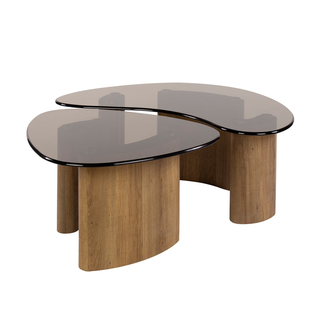 Salontafel Tinto | Set van 2 | Organisch Brons glas